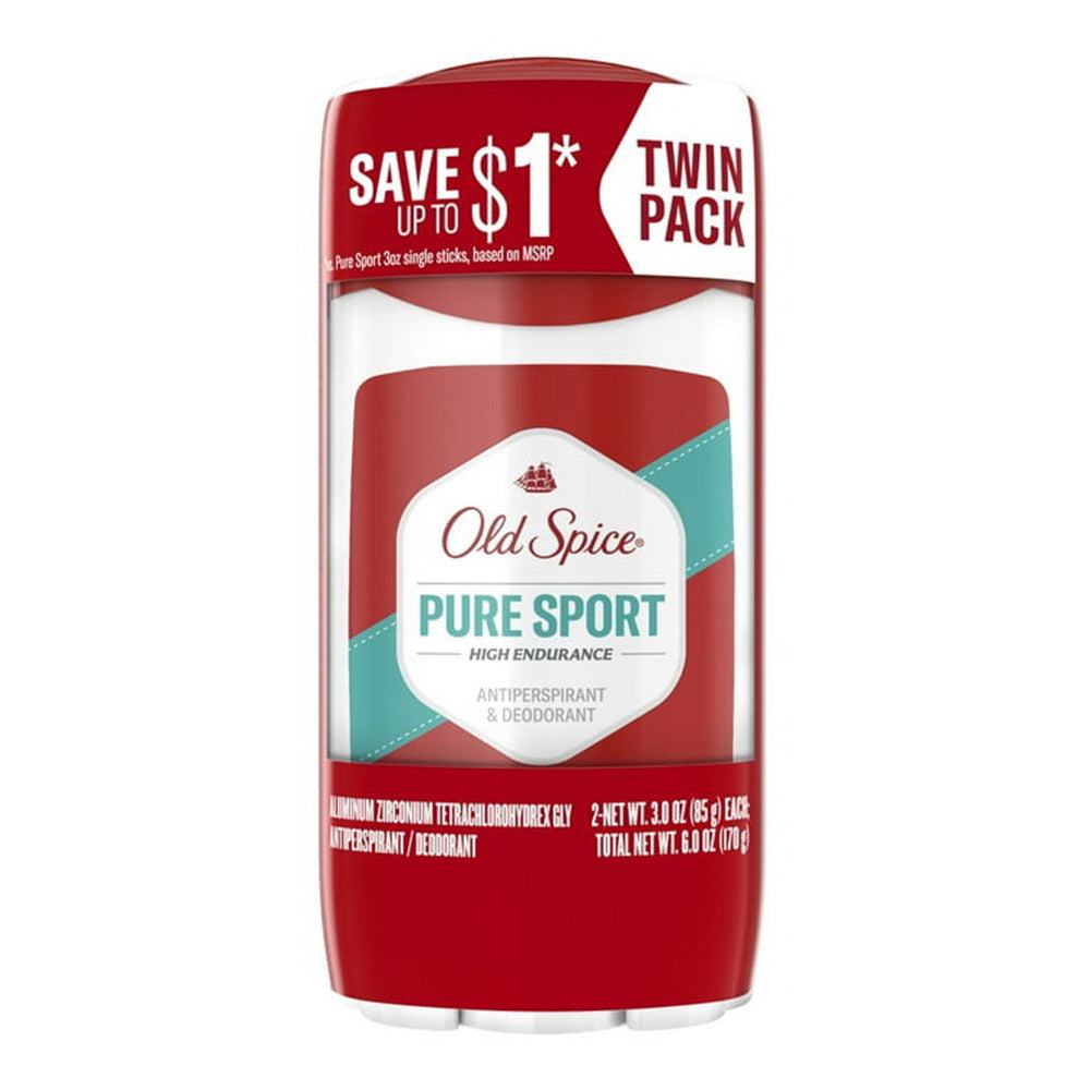 Old Spice High Endurance Pure Sport Antiperspirant And Deodorant Twin Pack, 3 Oz